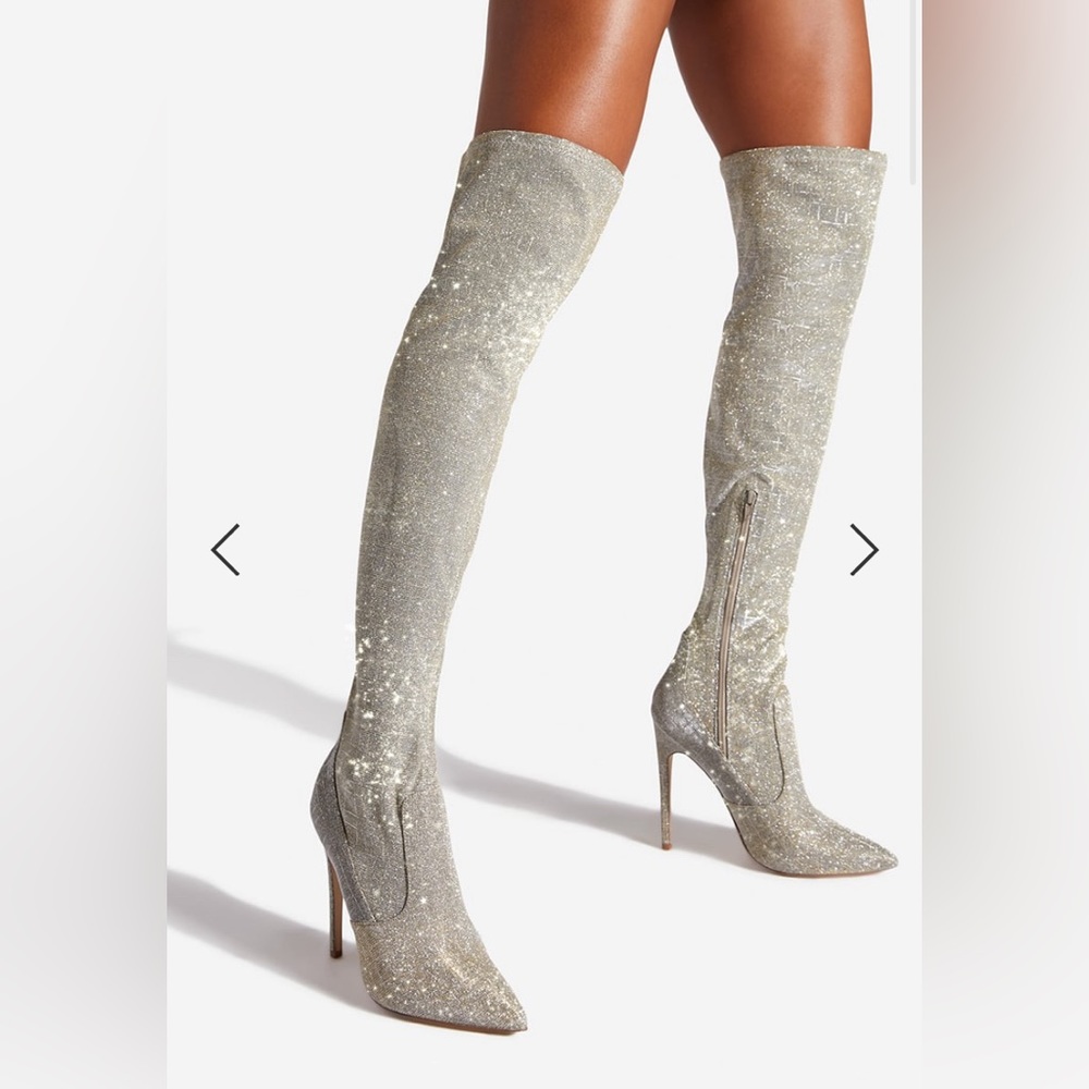 Thigh high Silver/Gold sparkly boots